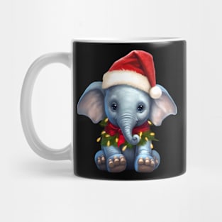 Cute Elephant Christmas Light Funny Elephant Lover Xmas Kids Mug